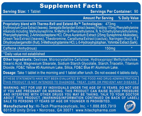 Lipodrene Elite Htp Pharmaceuticals 90 pastillas