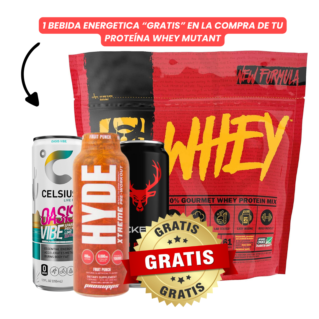 Whey Mutant 5 lbs (2.27 kg) 60 servicios (Gratis Bebida energética🔥)